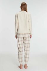 Scarlest Fermuarlı Uzun Kol Sweatshirt Pantolon Takım Viskon ve Pamuklu Pijama Takımı