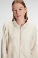 Scarlest Fermuarlı Uzun Kol Sweatshirt Pantolon Takım Viskon ve Pamuklu Pijama Takımı