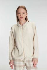 Scarlest Fermuarlı Uzun Kol Sweatshirt Pantolon Takım Viskon ve Pamuklu Pijama Takımı