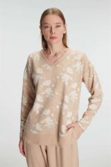 Scarlest Jakarlı Uzun Kol V Yaka Pijama Takımı