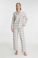 Scarlest Kare Desenli Pamuklu Gömlek Pijama Takımı