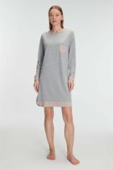 Scarlest Pamuklu Uzun Kollu Gecelik