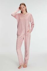 Scarlest Uzun Kol V Yaka Sweatshirt ve Pantolon Takım Pijama Takımı