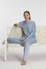 Scarlest Uzun Kol V Yaka Sweatshirt ve Pantolon Takım Pijama Takımı