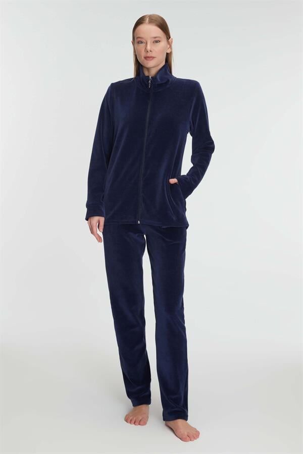 Scarlest Pamuklu Fermuarlı Sweatshirt Pantolon Pijama Takımı