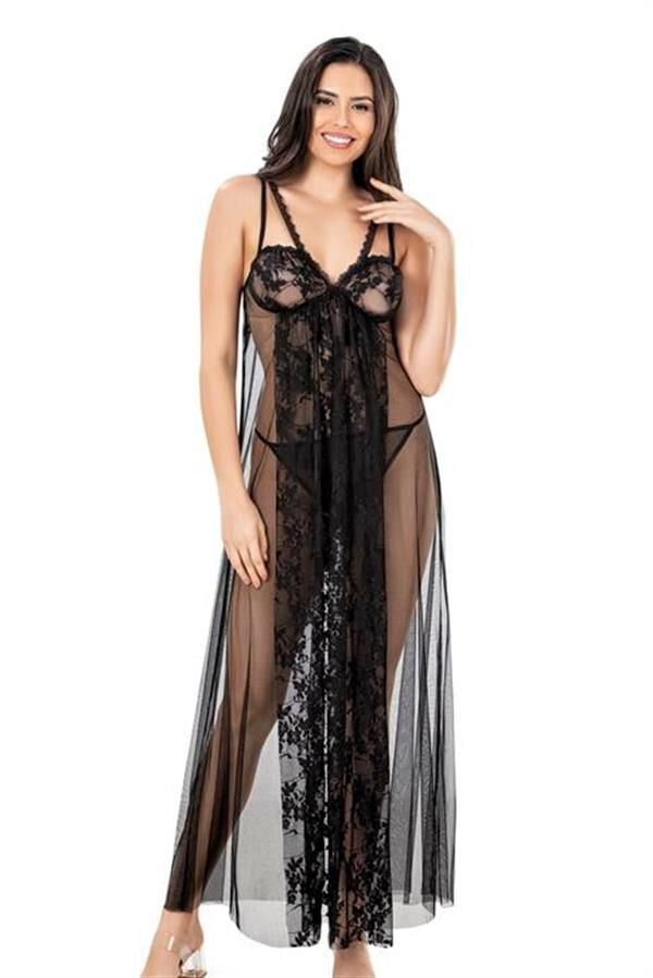 Scarlest Siyah Kısa Tül Gecelik