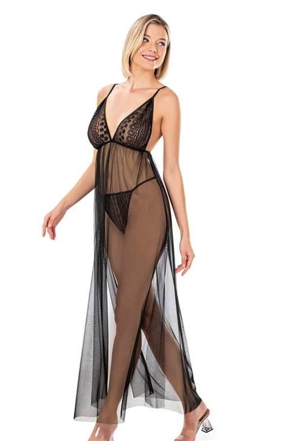 Scarlest Siyah Kısa Tül Gecelik