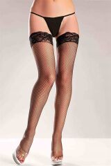 Scarlest Siyah Silikonlu File Jartiyer Çorabı