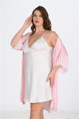 Scarlest 2'li Beyaz-Pembe Sabahlık Takımı Bigsize 6210