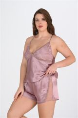 Scarlest Büyük Beden Vizon Şort Takımı