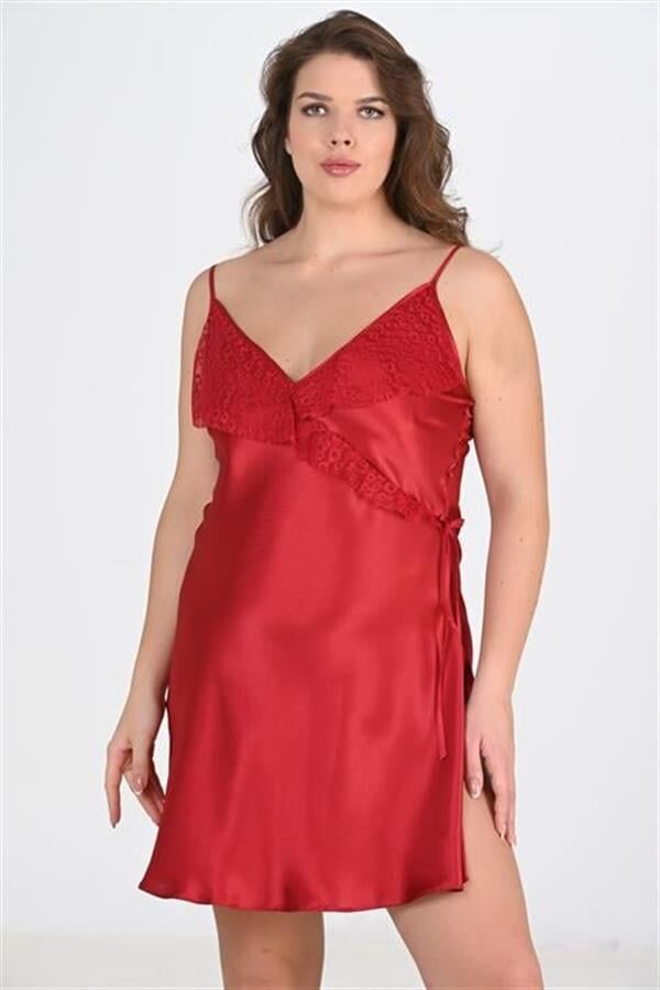 Scarlest Büyük Beden Bordo Gecelik 2107