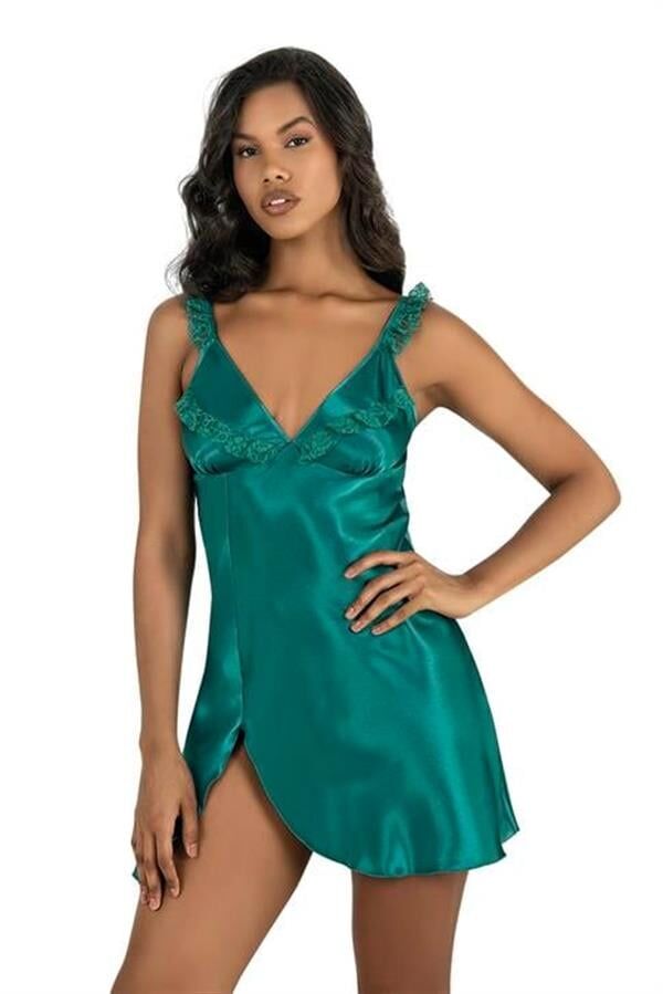 Scarlest Zümrüt Kısa Saten Gecelik 8237