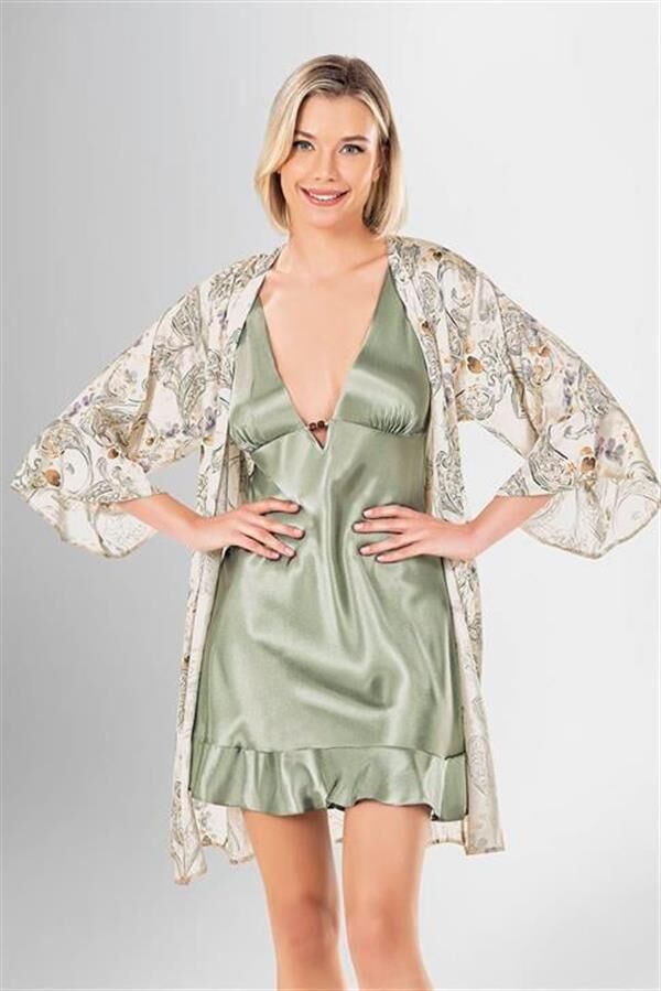Scarlest 2 li Kısa Sabahlık Takımı Desenli