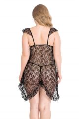 Scarlest Büyük Beden Siyah Kısa Tül Gecelik