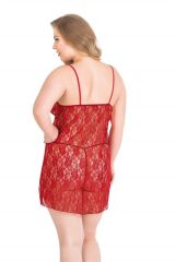 Scarlest Büyük Beden Kırmızı Kısa Tül Gecelik