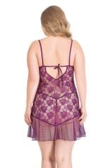 Scarlest Büyük Beden Mor Kısa Tül Gecelik