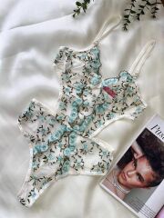 Scarlest Yeşil Çiçek Büyük Desenli Bodysuit