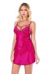 Scarlest Vişne Kısa Saten Gecelik