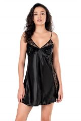 Scarlest Siyah Kısa Saten Gecelik