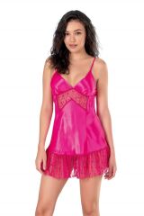 Scarlest Fuşya Kısa Saten Gecelik