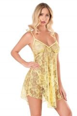 Scarlest Sarı Kısa Tül Gecelik