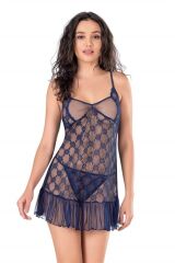 Scarlest Lacivert Kısa Tül Gecelik