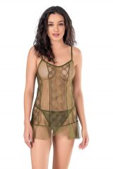 Scarlest Haki Kısa Tül Gecelik