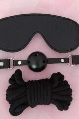 Scarlest Gözlük Ağız Topu İp Üçlü Deri Harness Set