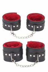 Scarlest İçi Kırmızı Tüylü Kol Bacak Kelepce Set