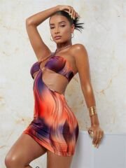 Scarlest Transparan Detaylı Omuz Dekolteli Mini Fantezi Elbise