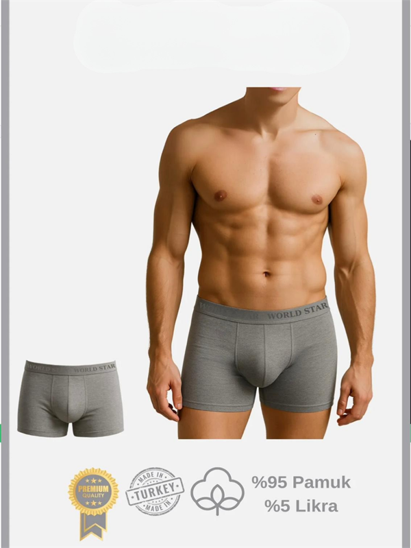 Scarlest Pamuklu Düz Gri Renk Erkek Boxer