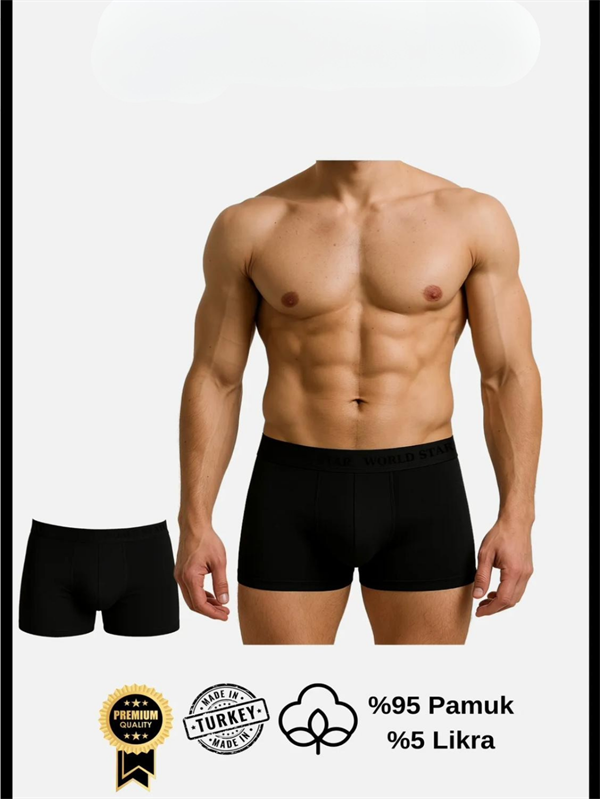 Scarlest Pamuklu Düz Siyah Renk Erkek Boxer