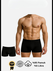 Scarlest Pamuklu Düz Siyah Renk Erkek Boxer