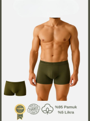 Scarlest Pamuklu Düz Haki Renk Erkek Boxer