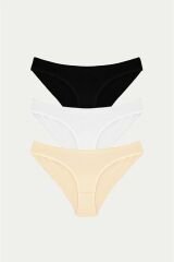 Scarlest Pamuklu Siyah Beyaz Ten Rengi 3'lü Külot