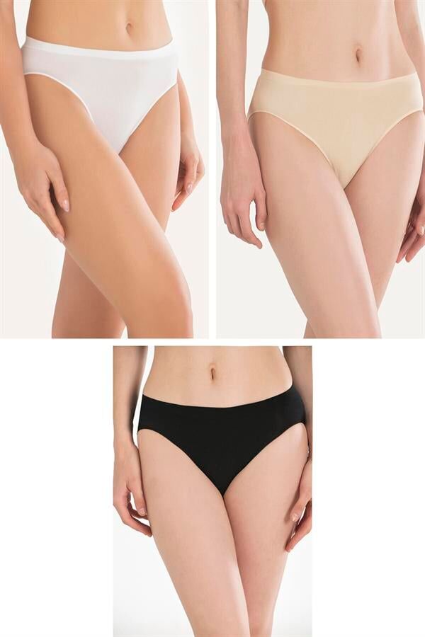 Scarlest Pamuklu Siyah Beyaz Ten Rengi 3'lü Külot