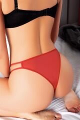 Scarlest Özel Bölgesi Açık Kelebek İşlemeli Fantezi Desenli Taşlı Kiremit Tanga String