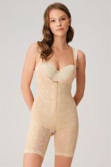 Scarlest Toparlayıcı Vücut İnceltici Dikişli Fermuarlı Uzun Paca Altı Açık Sıkı Badi Korse