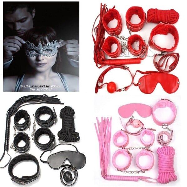 Scarlest Grinin 50 Tonu Fantazi Kelepçe Kırbaç Seti