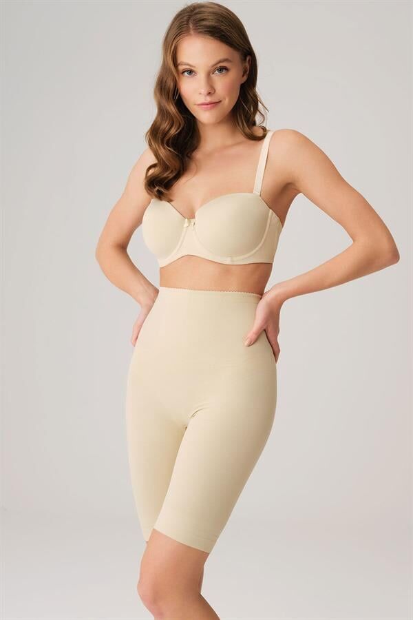 Scarlest Toparlayıcı Bel ve Bacak İnceltici Dikişli Uzun Paçalı Orta Bel Sıkı Şort Korse