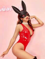 Scarlest Parlak Kırmızı Deri Fantezi Babydoll