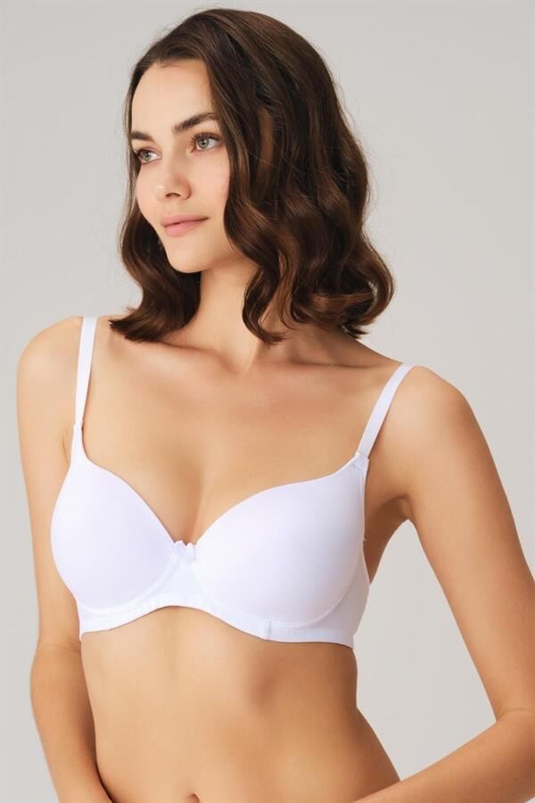 Scarlest Beyaz Balenli Desteksiz Dolgusuz Askıları Çıkabilen Günlük Klasik T-Shirt Sütyeni