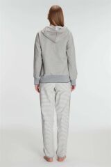 Scarlest Pamuklu Uzun Kol Fermuarlı Swearshirt Sıfır Kol T-Shirt ve Pantolon Pijama Takım