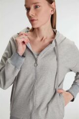 Scarlest Pamuklu Uzun Kol Fermuarlı Swearshirt Sıfır Kol T-Shirt ve Pantolon Pijama Takım