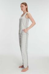 Scarlest Pamuklu Uzun Kol Fermuarlı Swearshirt Sıfır Kol T-Shirt ve Pantolon Pijama Takım