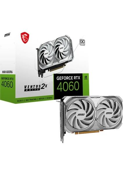 MSI 8GB RTX4060 VENTUS GDDR6X 128 Bit 2X WHITE 8G OC HDMI 3xDP DX12 PCIE 4.0 X16