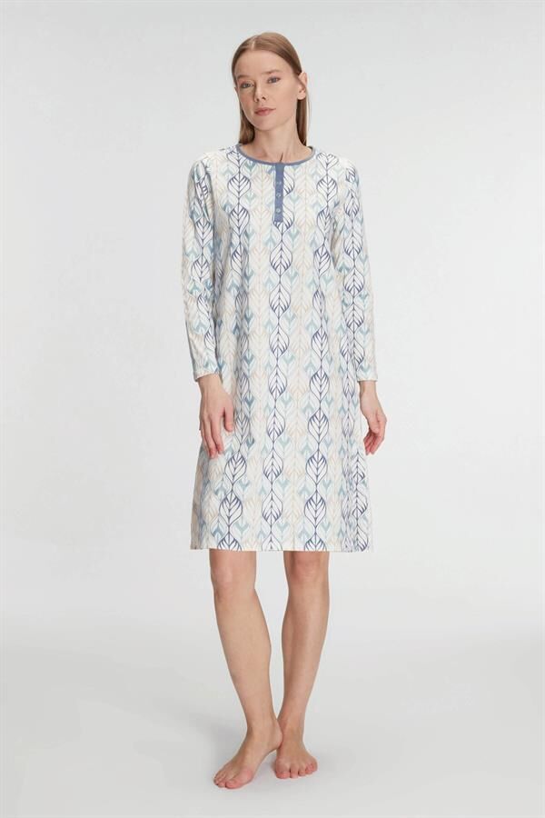 Scarlest Pamuklu Uzun Kollu Gecelik