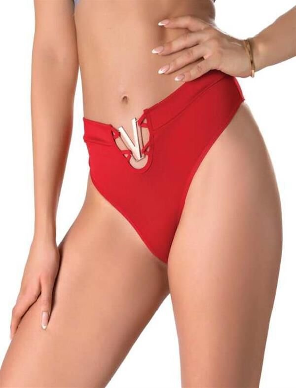 Scarlest V Metal Aksesuarlı Fantezi Kırmızı String Tanga