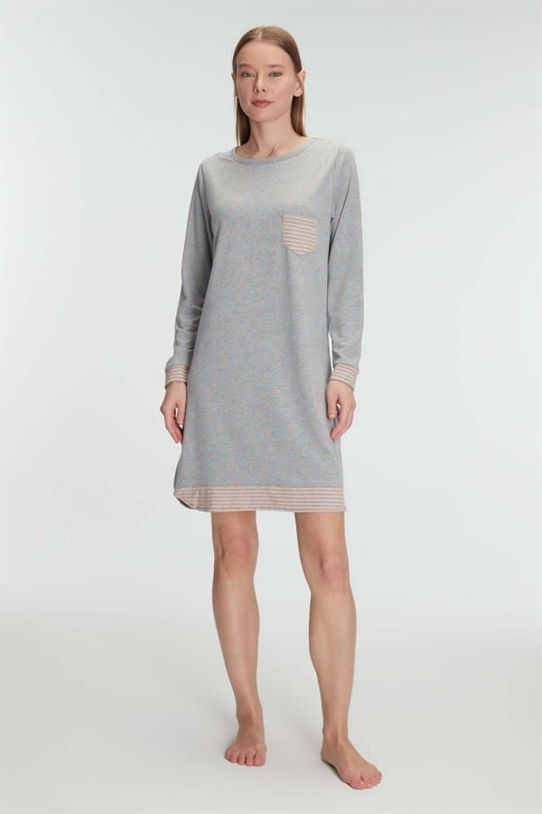 Scarlest Pamuklu Uzun Kollu Gecelik