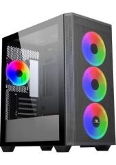 PowerBoost PB-P2252BB USB 3.0 Mesh Siyah 4x Ring ARGB Fanlı Mid Tower Gaming Kasa